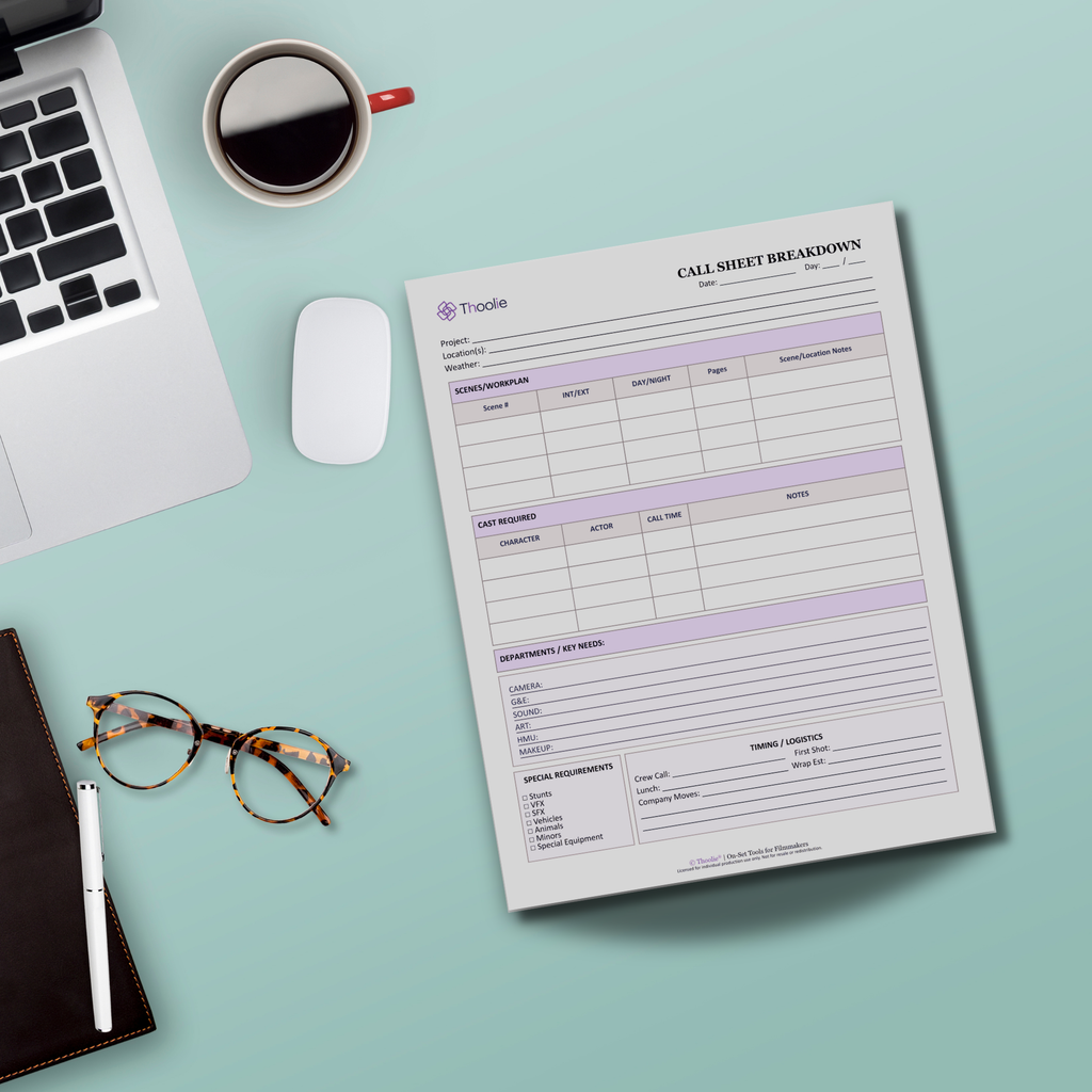 Call Sheet Breakdown Notepad
