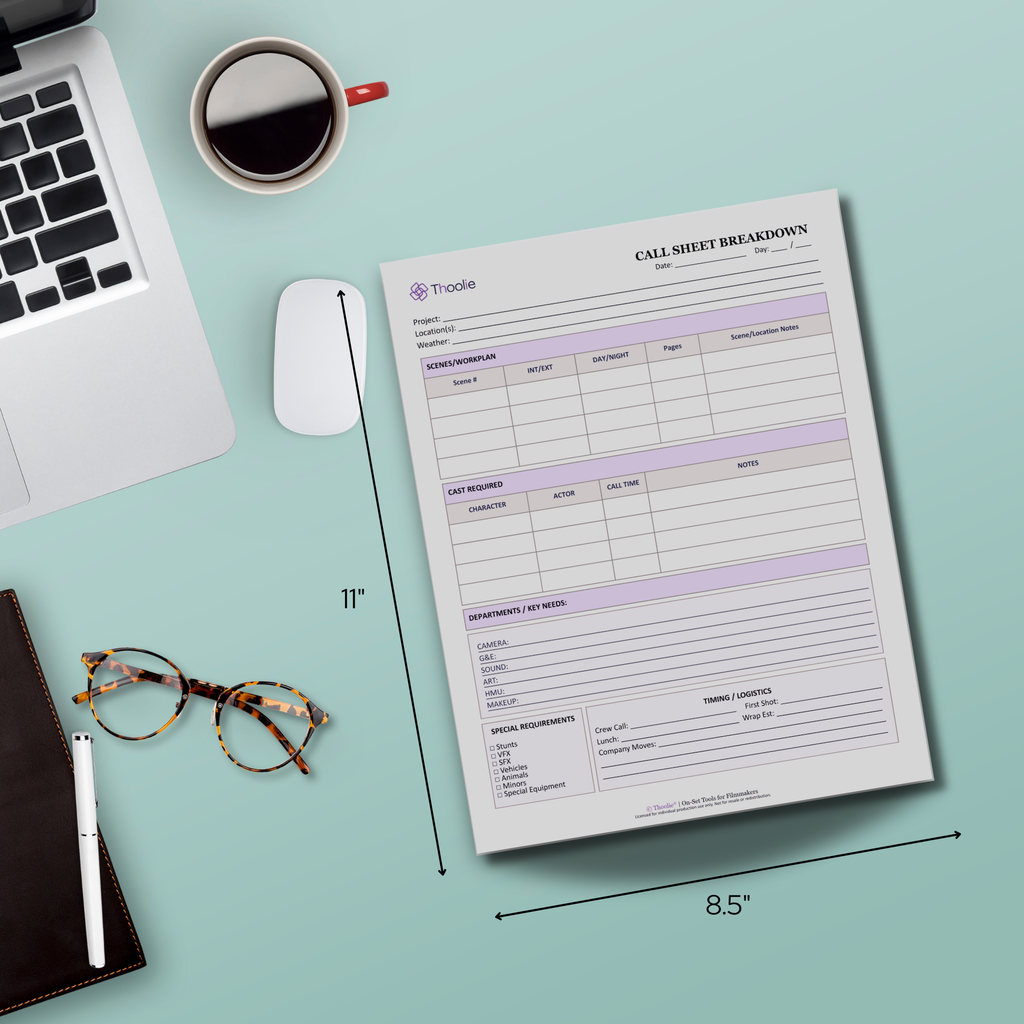 Call Sheet Breakdown Notepad